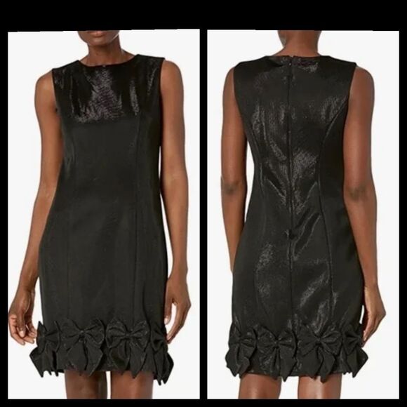 Emma Street Black Sleeveless Bow Hem Dress Size 8 NWT - Picture 1 of 6